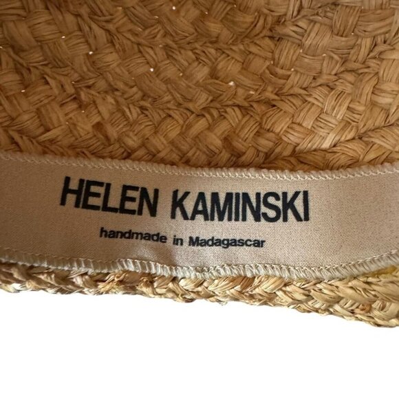 Helen Kaminski Hat Classic Turn Up Brim Raffia natural tan handmade - Picture 9 of 10